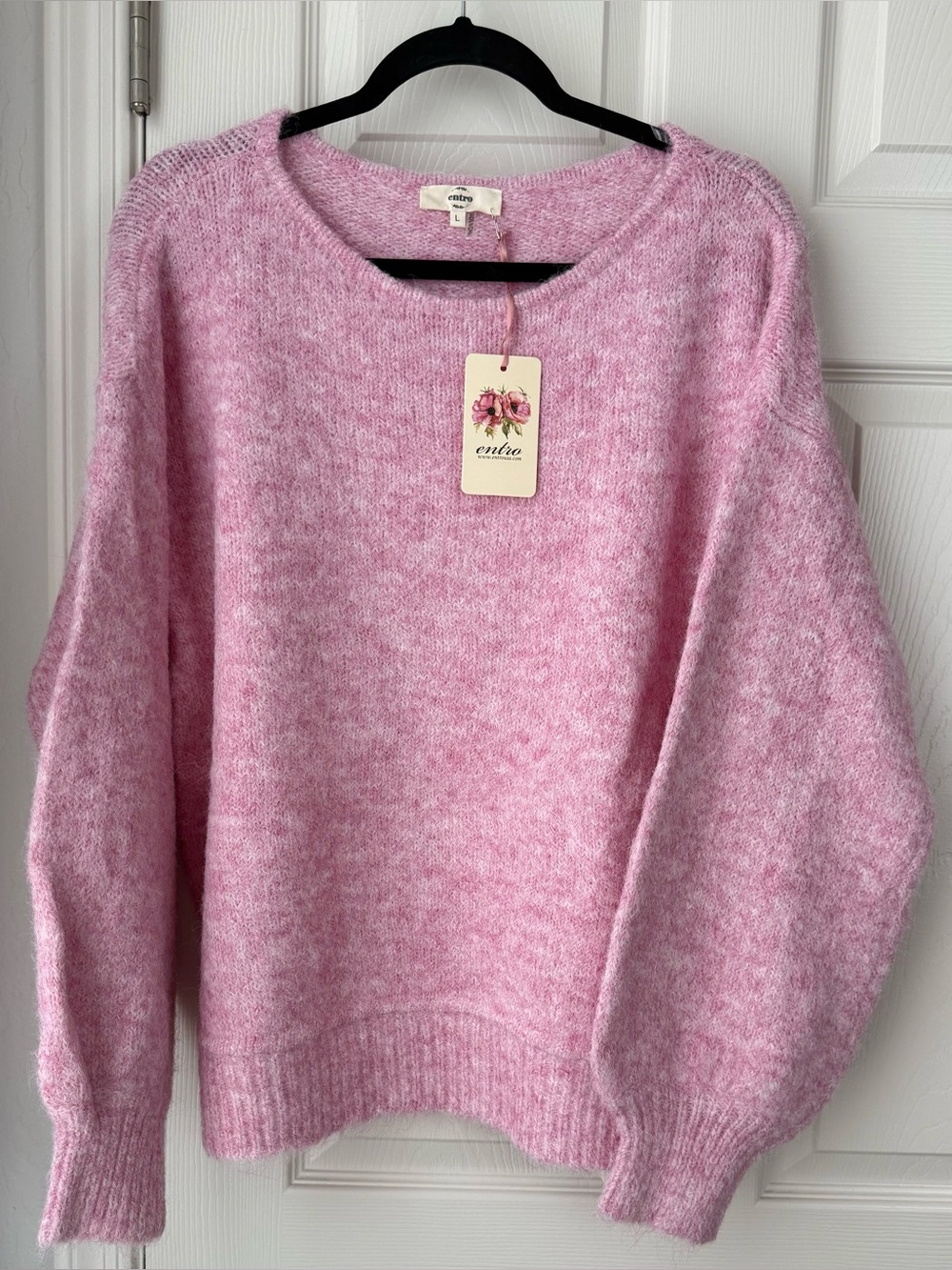 entro Soft Heathered Pink Crewneck Sweater